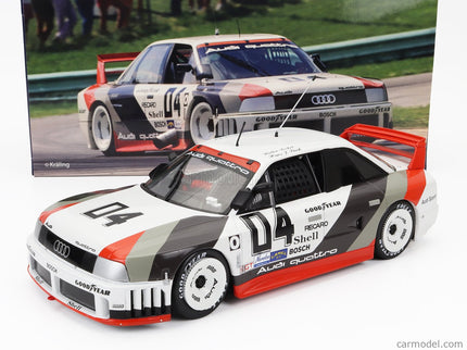 Audi 90 Quattro Team Audi Sport N°4 Miller High Life 500km IMSA 1989 Walter Rohrl - Hans Joachim Stuck 1:18 Werk83 biela sivá červená
