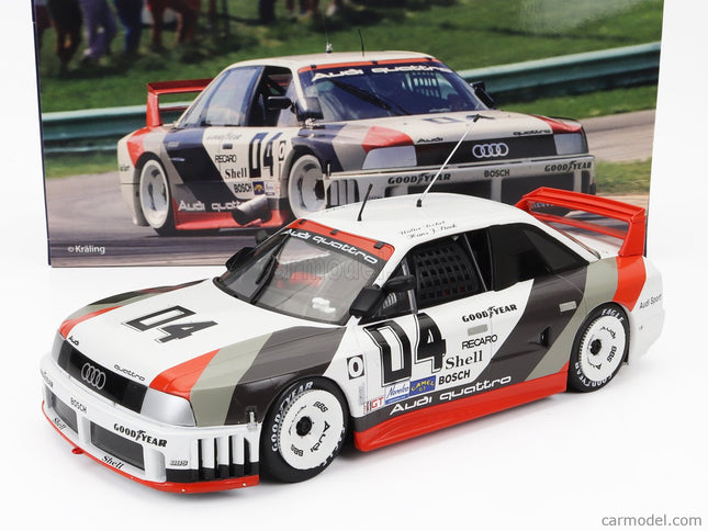 Audi 90 Quattro Team Audi Sport N°4 Miller High Life 500km IMSA 1989 Walter Rohrl - Hans Joachim Stuck 1:18 Werk83 biela sivá červená