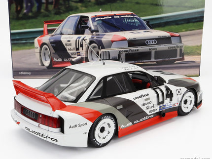 Audi 90 Quattro Team Audi Sport N°4 Miller High Life 500km IMSA 1989 Walter Rohrl - Hans Joachim Stuck 1:18 Werk83 biela sivá červená