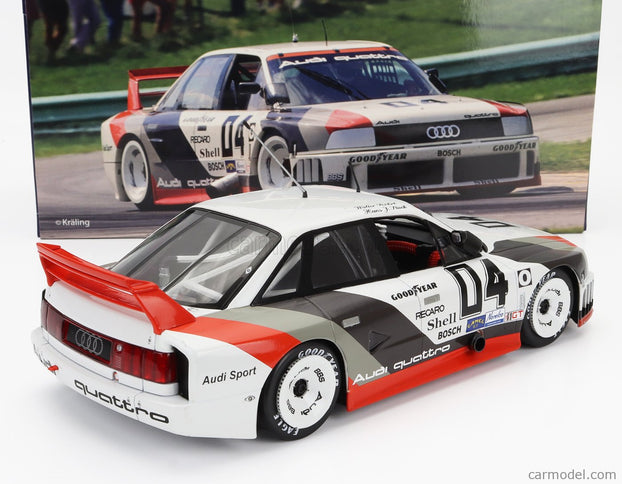 Audi 90 Quattro Team Audi Sport N°4 Miller High Life 500km IMSA 1989 Walter Rohrl - Hans Joachim Stuck 1:18 Werk83 biela sivá červená