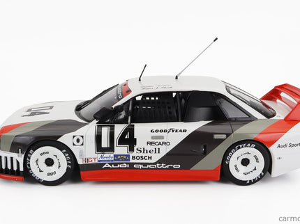 Audi 90 Quattro Team Audi Sport N°4 Miller High Life 500km IMSA 1989 Walter Rohrl - Hans Joachim Stuck 1:18 Werk83 biela sivá červená