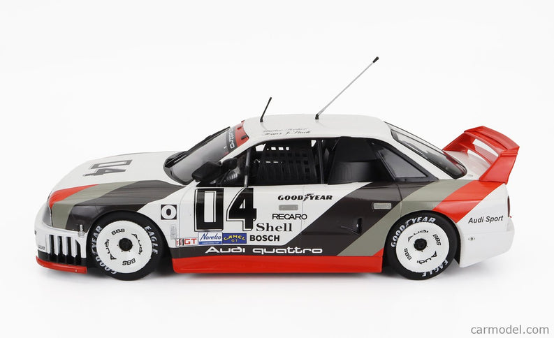 Audi 90 Quattro Team Audi Sport N°4 Miller High Life 500km IMSA 1989 Walter Rohrl - Hans Joachim Stuck 1:18 Werk83 biela sivá červená