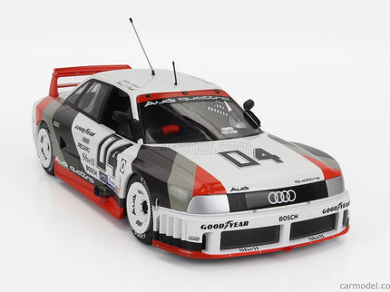 Audi 90 Quattro Team Audi Sport N°4 Miller High Life 500km IMSA 1989 Walter Rohrl - Hans Joachim Stuck 1:18 Werk83 biela sivá červená