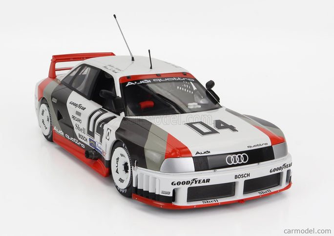 Audi 90 Quattro Team Audi Sport N°4 Miller High Life 500km IMSA 1989 Walter Rohrl - Hans Joachim Stuck 1:18 Werk83 biela sivá červená