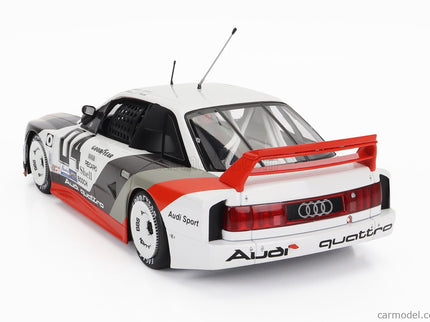 Audi 90 Quattro Team Audi Sport N°4 Miller High Life 500km IMSA 1989 Walter Rohrl - Hans Joachim Stuck 1:18 Werk83 biela sivá červená