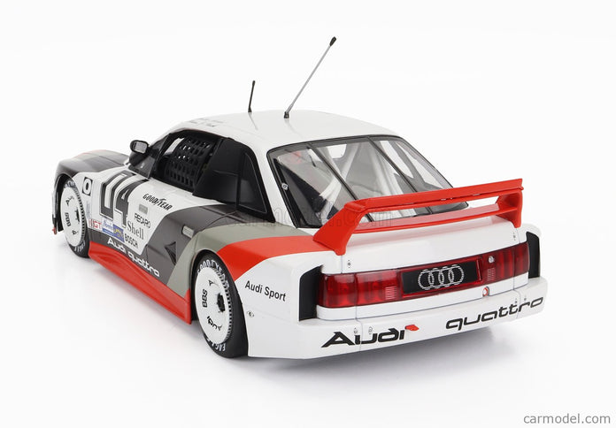 Audi 90 Quattro Team Audi Sport N°4 Miller High Life 500km IMSA 1989 Walter Rohrl - Hans Joachim Stuck 1:18 Werk83 biela sivá červená