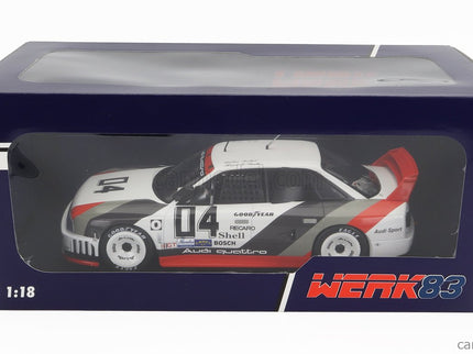 Audi 90 Quattro Team Audi Sport N°4 Miller High Life 500km IMSA 1989 Walter Rohrl - Hans Joachim Stuck 1:18 Werk83 biela sivá červená