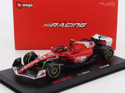 FERRARI | F1  SF-23 TEAM SCUDERIA FERRARI N 55 LAS VEGAS USA GP 2023 CARLOS SAINZ - WITH PILOT AND SHOWCASE | RED WHITE BLACK