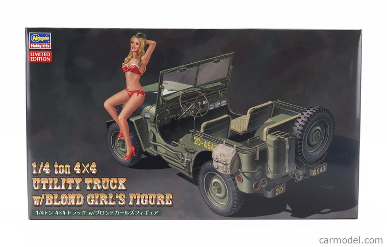 Jeep Willys MB U.S 1/4 Ton 4X4 Military Utility Nákladiak With Blond Girl Figúrka 1942 1:24 Hasegawa /