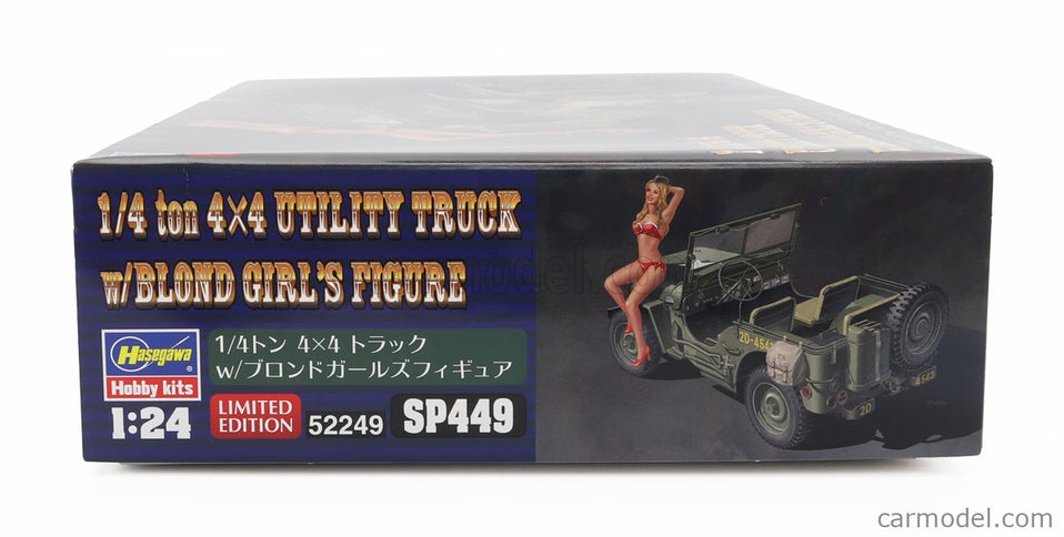 Jeep Willys MB U.S 1/4 Ton 4X4 Military Utility Nákladiak With Blond Girl Figúrka 1942 1:24 Hasegawa /