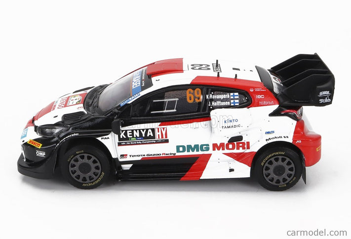 Toyota Yaris GR RALLY1 Team Toyota Gazoo Racing Wrt N°69 Víťaz Rally Safari Kenya 2022 Kalle Rovanpera - Jonne Halttunen 1:43 IXO Models biela čierna červená