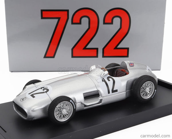 Mercedes Benz F1 W196 N°12 Víťaz British GP 1955 Stirling Moss 1:43 Brumm strieborná
