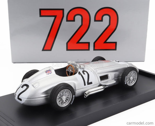 Mercedes Benz F1 W196 N°12 Víťaz British GP 1955 Stirling Moss 1:43 Brumm strieborná