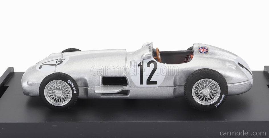 Mercedes Benz F1 W196 N°12 Víťaz British GP 1955 Stirling Moss 1:43 Brumm strieborná