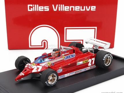 Ferrari F1 126CK Turbo N°27 Istrana Airport Duel With F104 Airplane 1981 Gilles Villeneuve - With Driver Figúrka 1:43 Brumm červená