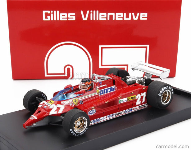 Ferrari F1 126CK Turbo N°27 Istrana Airport Duel With F104 Airplane 1981 Gilles Villeneuve - With Driver Figúrka 1:43 Brumm červená