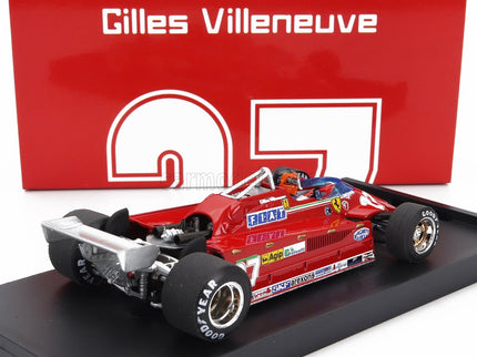 Ferrari F1 126CK Turbo N°27 Istrana Airport Duel With F104 Airplane 1981 Gilles Villeneuve - With Driver Figúrka 1:43 Brumm červená