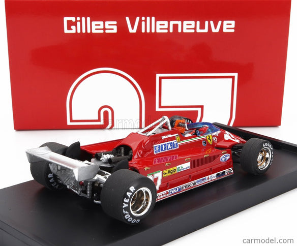 Ferrari F1 126CK Turbo N°27 Istrana Airport Duel With F104 Airplane 1981 Gilles Villeneuve - With Driver Figúrka 1:43 Brumm červená
