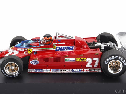 Ferrari F1 126CK Turbo N°27 Istrana Airport Duel With F104 Airplane 1981 Gilles Villeneuve - With Driver Figúrka 1:43 Brumm červená