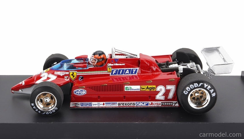 Ferrari F1 126CK Turbo N°27 Istrana Airport Duel With F104 Airplane 1981 Gilles Villeneuve - With Driver Figúrka 1:43 Brumm červená