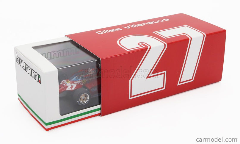 Ferrari F1 126CK Turbo N°27 Istrana Airport Duel With F104 Airplane 1981 Gilles Villeneuve - With Driver Figúrka 1:43 Brumm červená