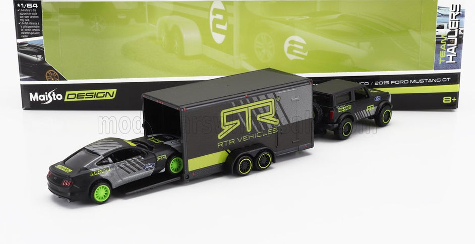 FORD USA | BRONCO 2021 WITH TRAILER CAR TRANSPORTER + MUSTANG GT COUPE RTR VEHICLES 2015 | GREY YELLOW