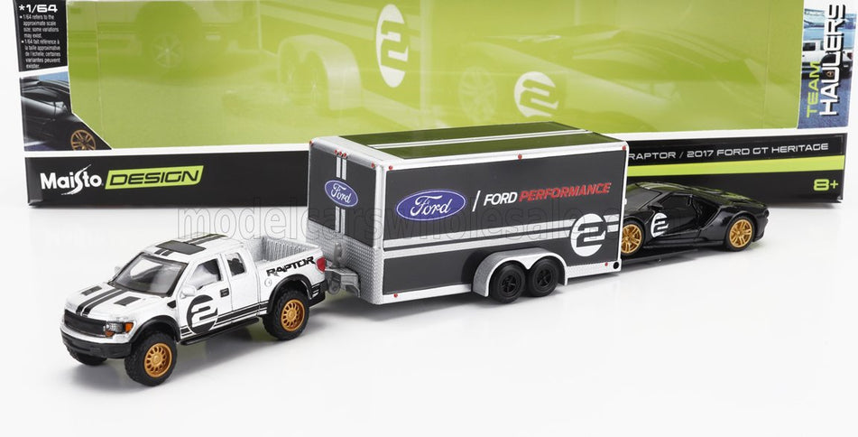 FORD USA | F-150 RAPTOR PICK-UP 2010 WITH TRAILER CAR TRANSPORTER + GT N 2 2017 | BLACK SILVER