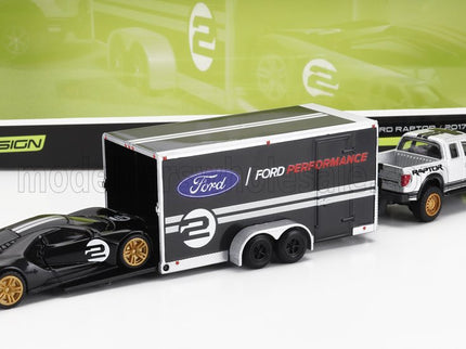 FORD USA | F-150 RAPTOR PICK-UP 2010 WITH TRAILER CAR TRANSPORTER + GT N 2 2017 | BLACK SILVER