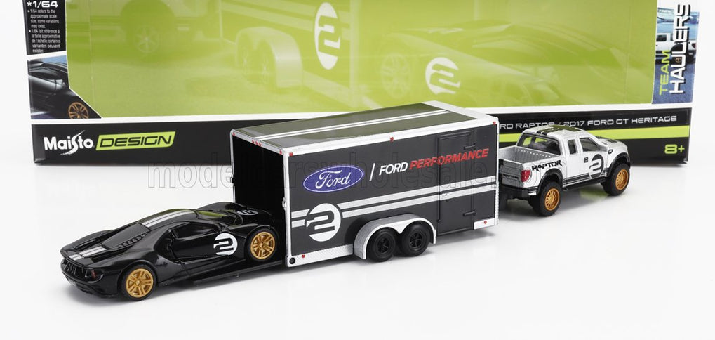 FORD USA | F-150 RAPTOR PICK-UP 2010 WITH TRAILER CAR TRANSPORTER + GT N 2 2017 | BLACK SILVER