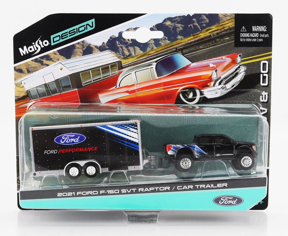 FORD USA | F-150 SVT RAPTOR PICK-UP WITH CAR TRANSPORTER TRAILER 2021 | BLACK