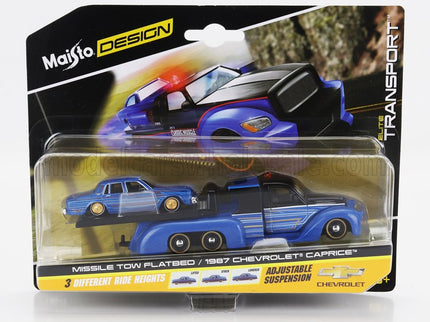 TRUCK | FLATBED RAMP TRUCK WITH CHEVROLET CAPRICE 1987 | BLUE BLACK