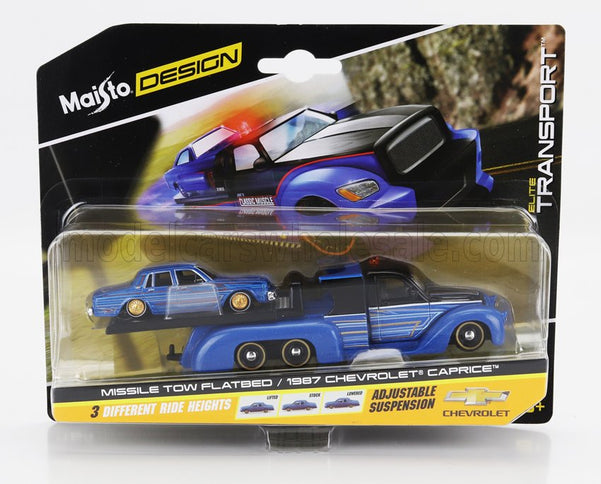 TRUCK | FLATBED RAMP TRUCK WITH CHEVROLET CAPRICE 1987 | BLUE BLACK