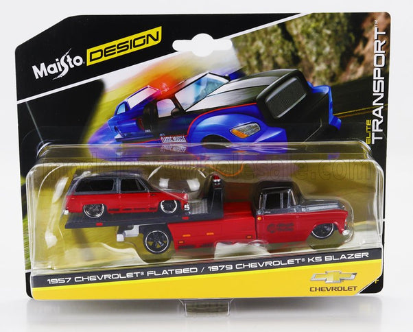 CHEVROLET | PICK-UP FLATBED RAMP TRUCK WITH BLAZER K5 1979 | RED BLACK