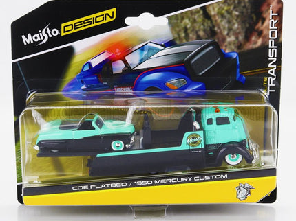 FORD USA | COE FLATBED RAMP TRUCK WITH MERCURY CUSTOM 1950 | GREEN BLACK