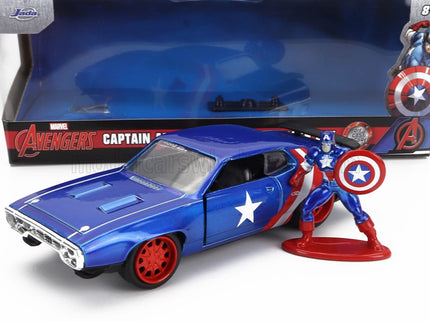 PLYMOUTH | GTX WITH CAPTAIN AMERICA FIGURE 1972 | BLUE RED WHITE