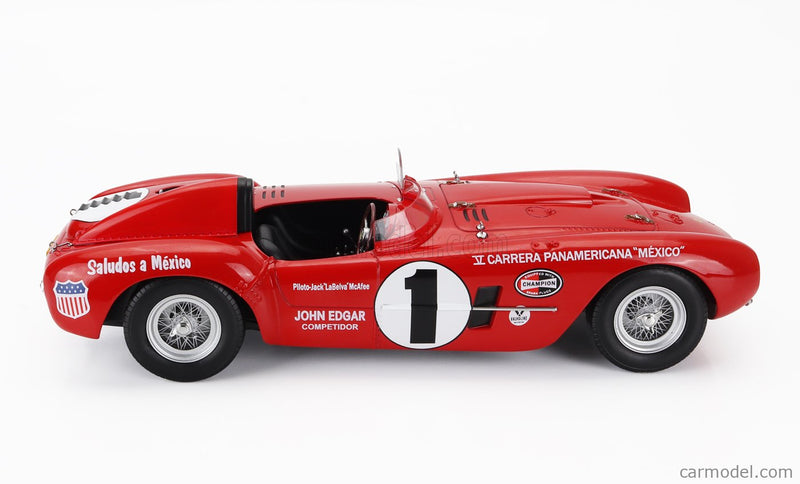 Ferrari 375 Plus 5.0L V12 Spider N°1 V Carrera Panamericana 1954 Jack Mcafee - Ford Robinson 1:18 KK Scale červená