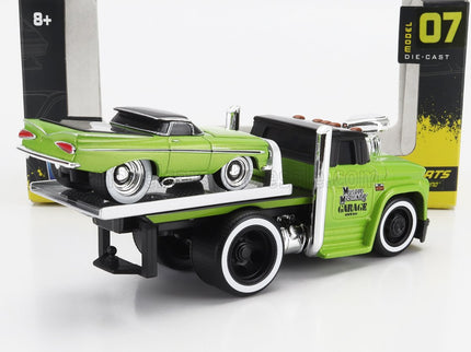 CHEVROLET | C-60 FLATBED CAR TRANSPORTER 1966 WITH CHEVROLET EL CAMINO PICK-UP CUSTOM 1959 | LIGHT GREEN MET