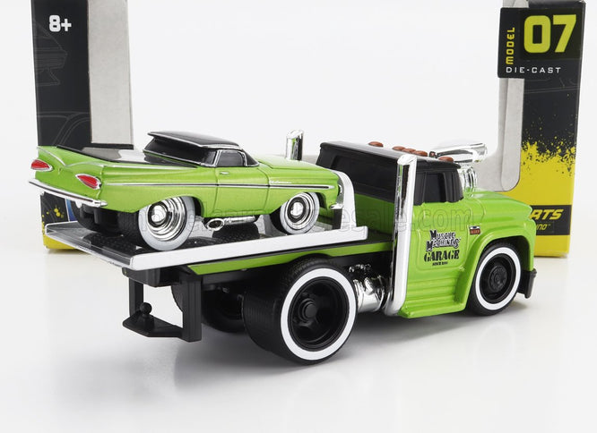 CHEVROLET | C-60 FLATBED CAR TRANSPORTER 1966 WITH CHEVROLET EL CAMINO PICK-UP CUSTOM 1959 | LIGHT GREEN MET