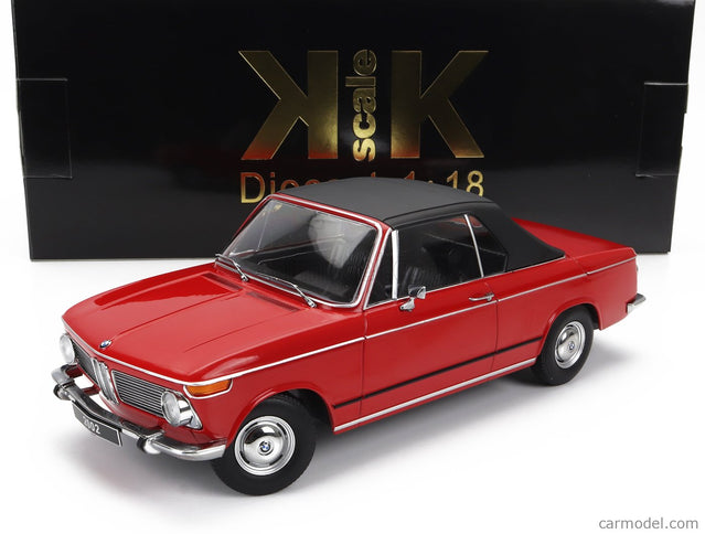 BMW 2002 Cabriolet 1968 - With Removable Soft-Top 1:18 KK Scale červená