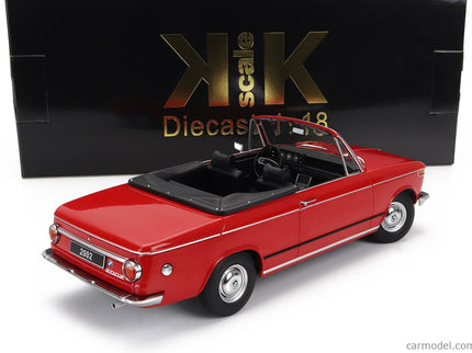 BMW 2002 Cabriolet 1968 - With Removable Soft-Top 1:18 KK Scale červená