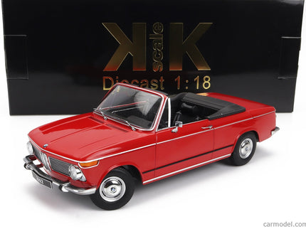 BMW 2002 Cabriolet 1968 - With Removable Soft-Top 1:18 KK Scale červená