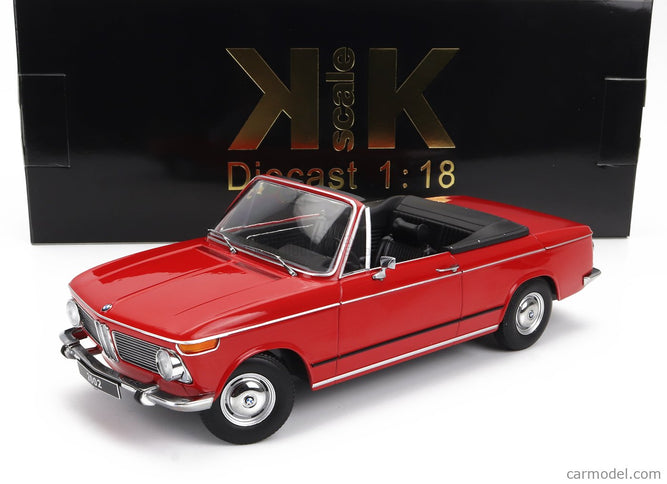 BMW 2002 Cabriolet 1968 - With Removable Soft-Top 1:18 KK Scale červená