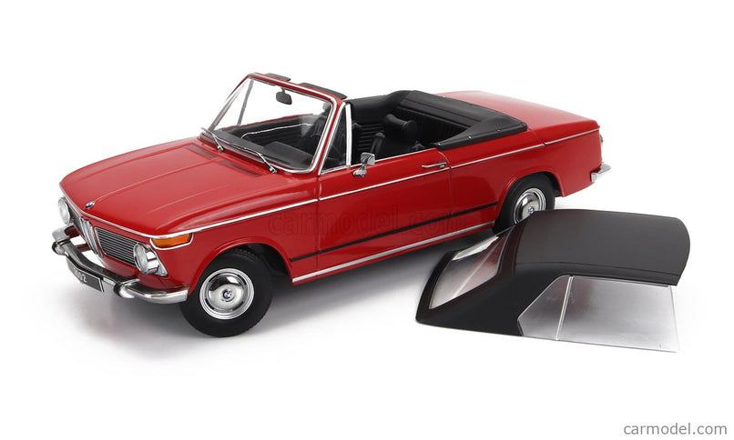 BMW 2002 Cabriolet 1968 - With Removable Soft-Top 1:18 KK Scale červená