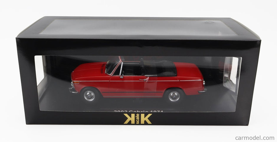 BMW 2002 Cabriolet 1968 - With Removable Soft-Top 1:18 KK Scale červená
