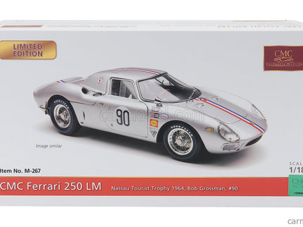 Ferrari 250LM Ch. n5909 N°90 Rally Nassau Tourist 1964 Bob Grossman 1:18 CMC strieborná