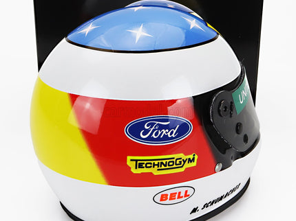 Bell Helmet Helma F1 Benetton B192 Ford (first f1 Win) Víťaz Belgium Spa GP 1992 Michael Schumacher 1:2 Mini Helmet biela červená modrá
