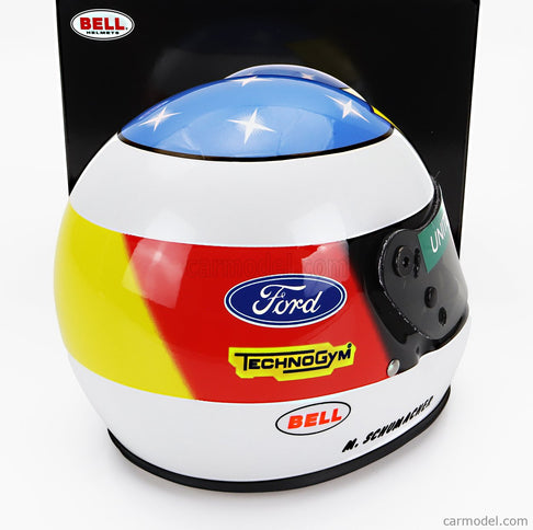 Bell Helmet Helma F1 Benetton B192 Ford (first f1 Win) Víťaz Belgium Spa GP 1992 Michael Schumacher 1:2 Mini Helmet biela červená modrá
