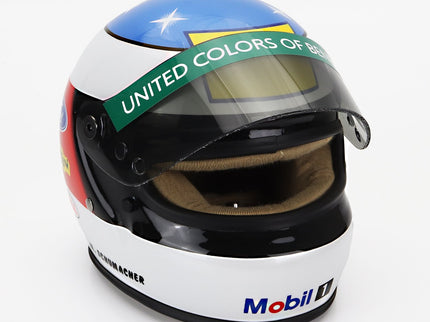 Bell Helmet Helma F1 Benetton B192 Ford (first f1 Win) Víťaz Belgium Spa GP 1992 Michael Schumacher 1:2 Mini Helmet biela červená modrá