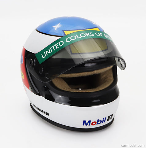 Bell Helmet Helma F1 Benetton B192 Ford (first f1 Win) Víťaz Belgium Spa GP 1992 Michael Schumacher 1:2 Mini Helmet biela červená modrá