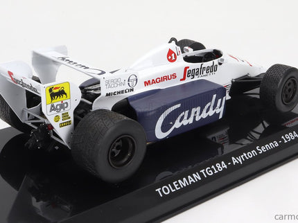 Toleman F1 TG184 Hart Turbo N°19 Sezóna 1984 Ayrton Senna - Damage 1:24 Edicola biela modrá